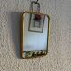Vintage 1960 barber mirror, shaving or travel, gold and blue - 16 x 11 cm