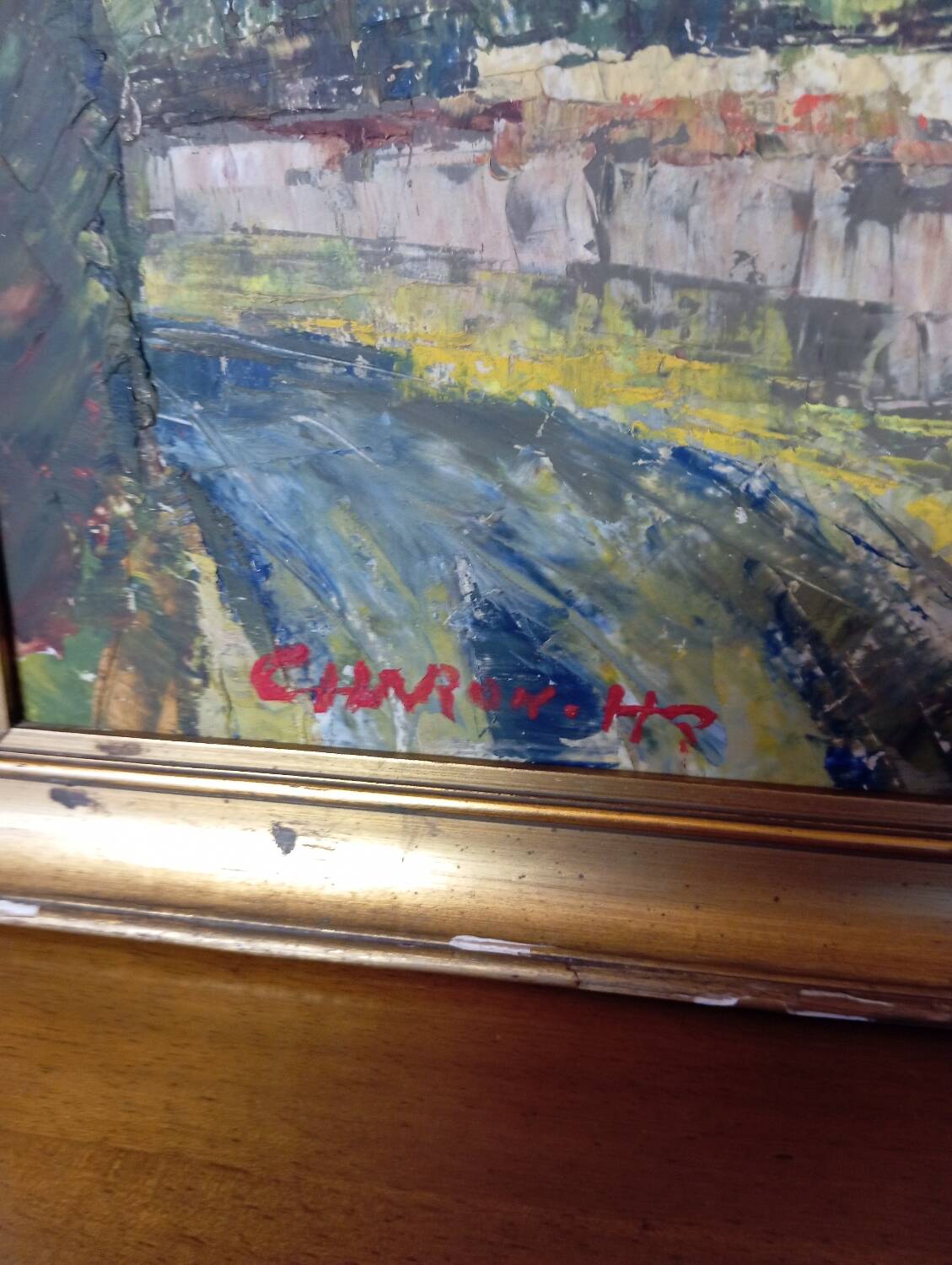 Landscape with knives, signed Charon