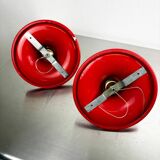 Pair of red Targetti Sankey sconces, 1970s, Italy