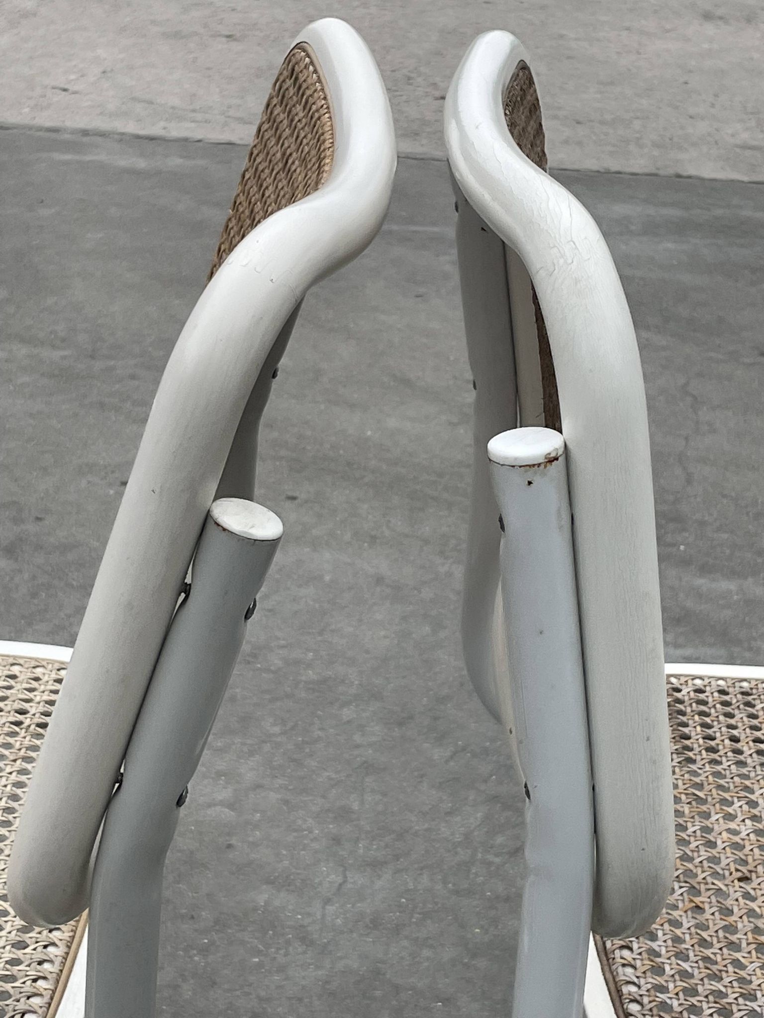 Set of 4 Cesca b32 model chairs in white by Marcel Breuer