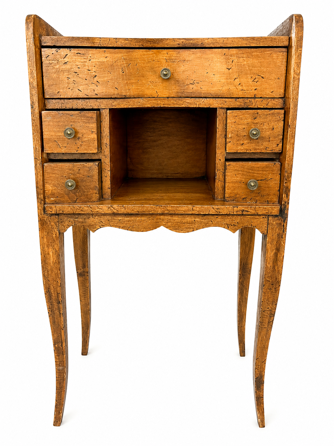 Pair of Louis XV bedside tables with a concave front – 5 drawers, end table.