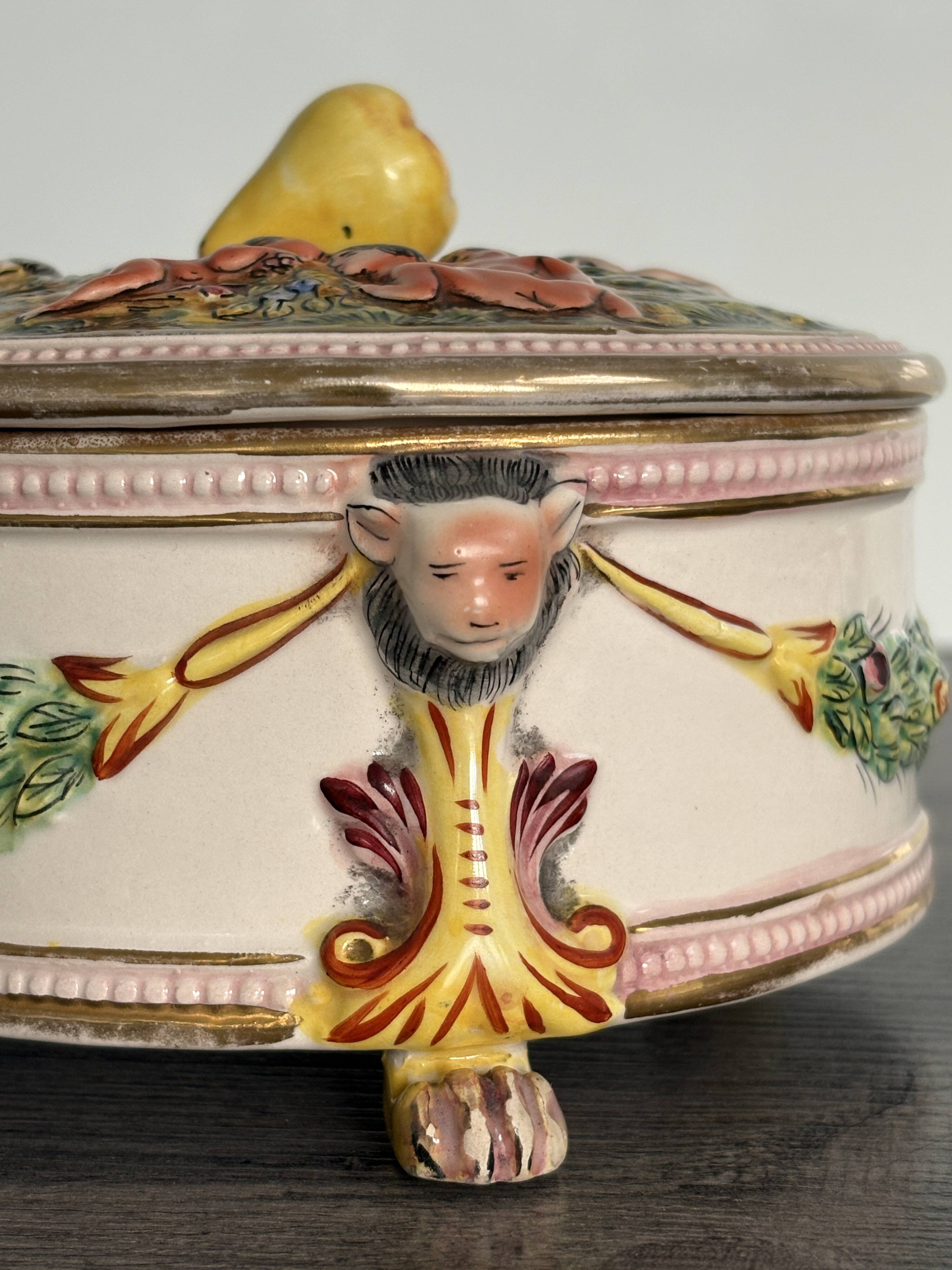 Old Italian ceramic jewellery box