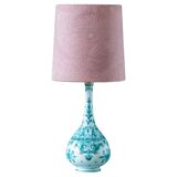 Hand-painted ceramic table lamp Royal Delft Delvert blue-green, 1970.