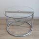 Vintage swivel coffee table with 3 glass and chrome trays – 1980s