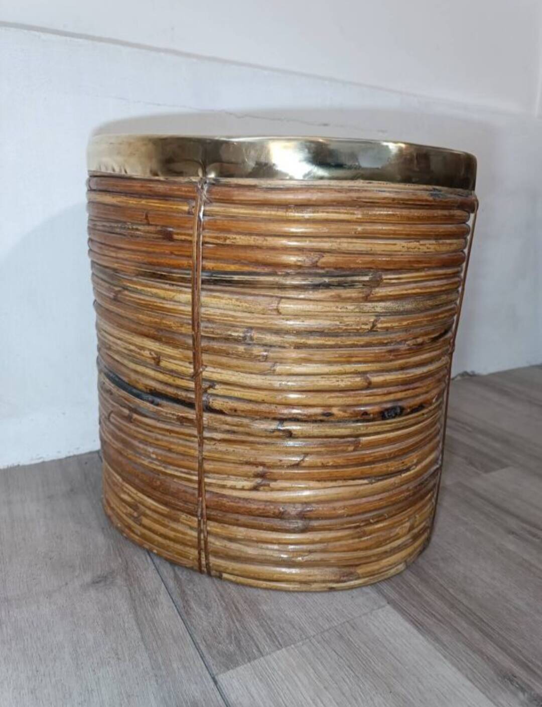 Bamboo and brass plant holder, 1970s