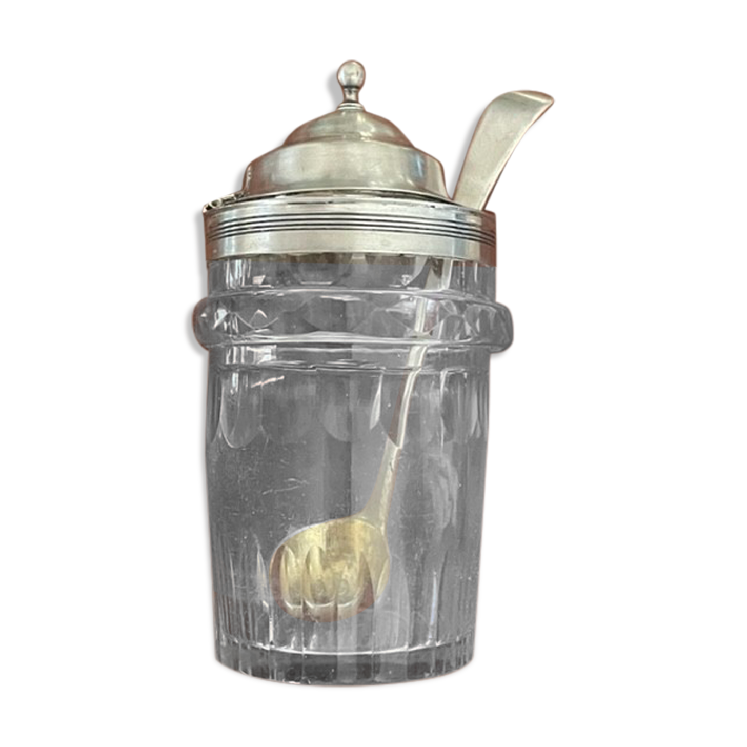 Solid silver and crystal mustard, early nineteenth century.