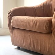 Velvet armchair in peach-orange, Steiner Paris France 1970