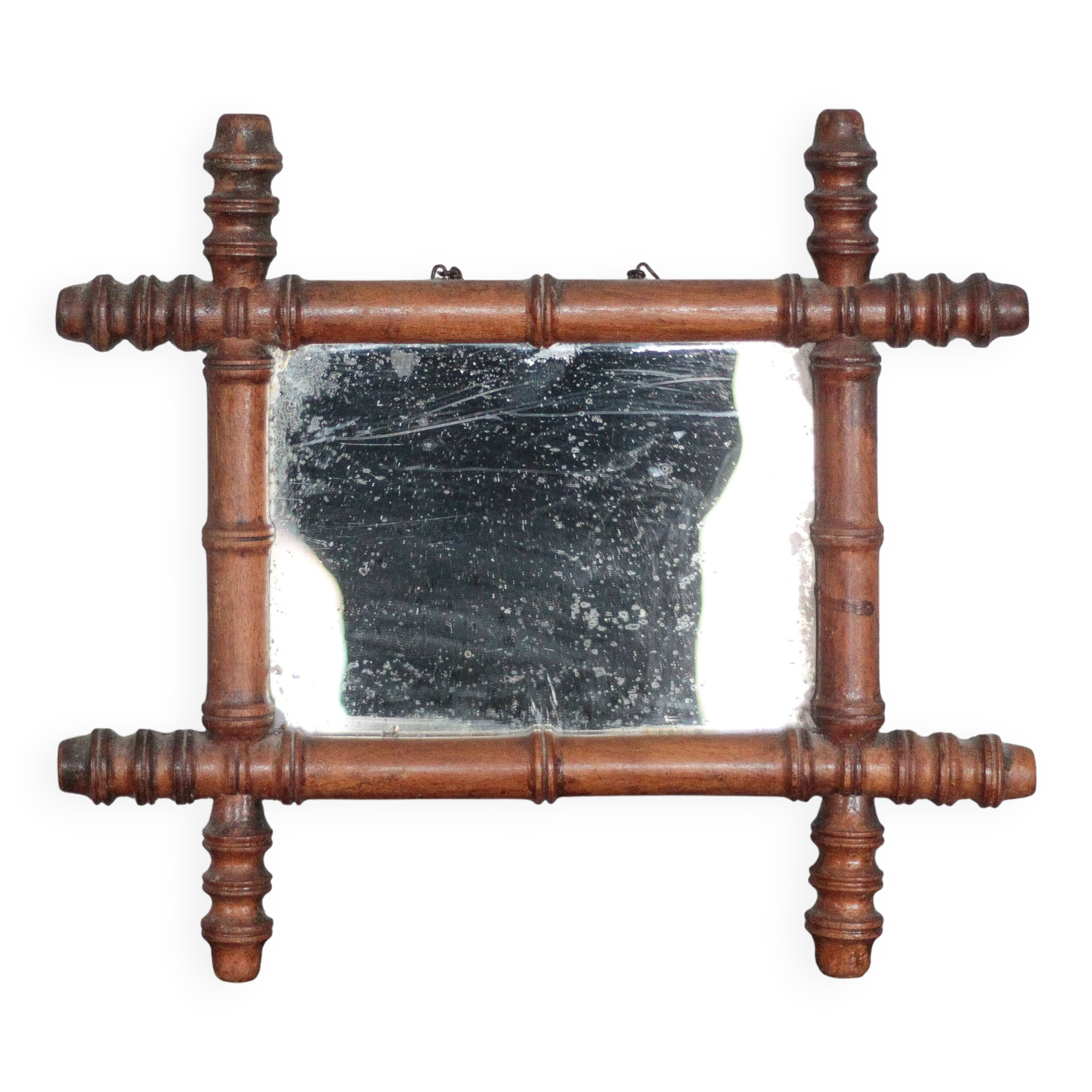 Wooden bamboo imitation mirror, antique mirror, hanging mirror.
