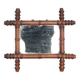 Wooden bamboo imitation mirror, antique mirror, hanging mirror.