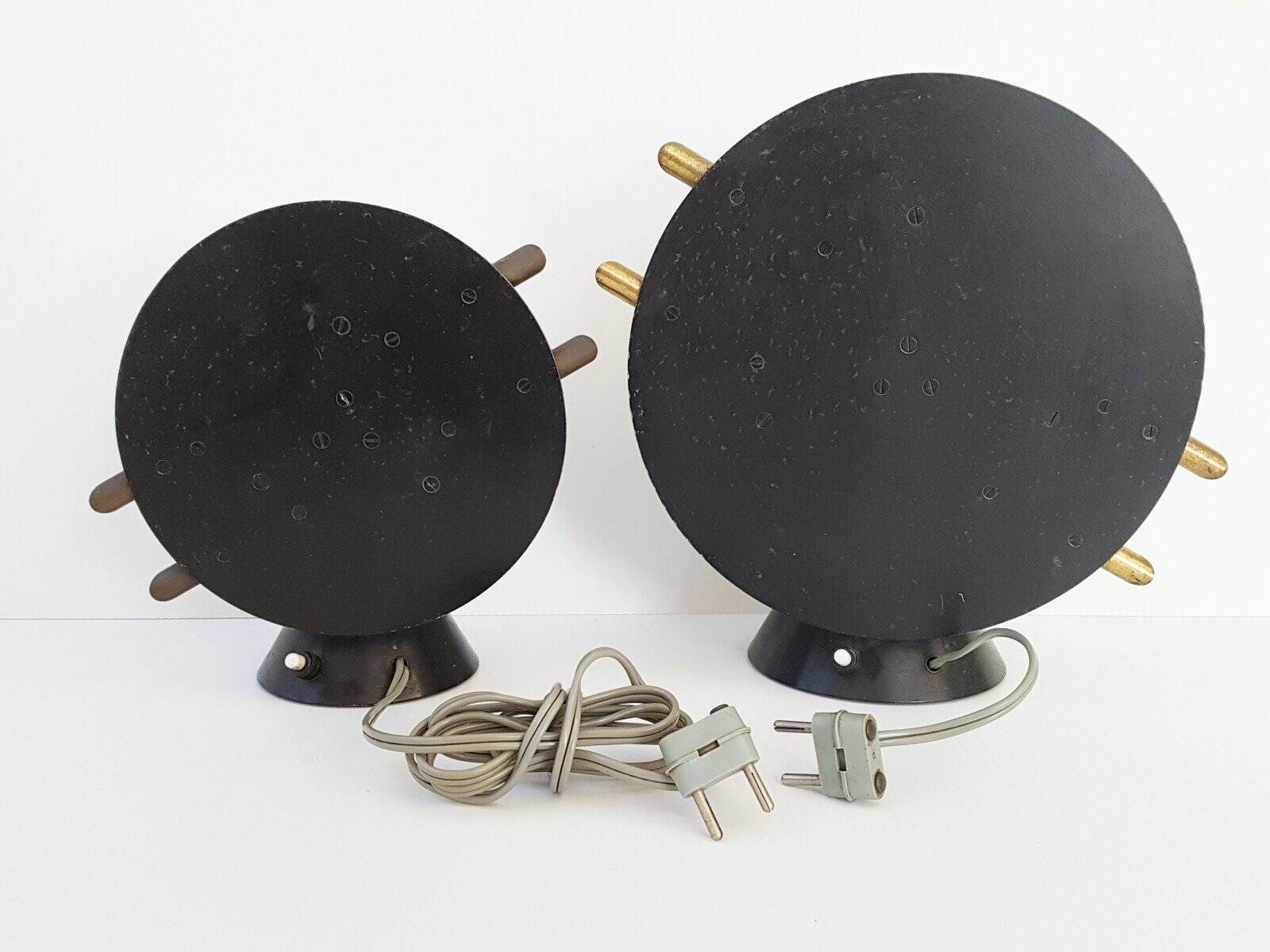 Pair of lamps Maison Arlus Steel Brass Glass 1950