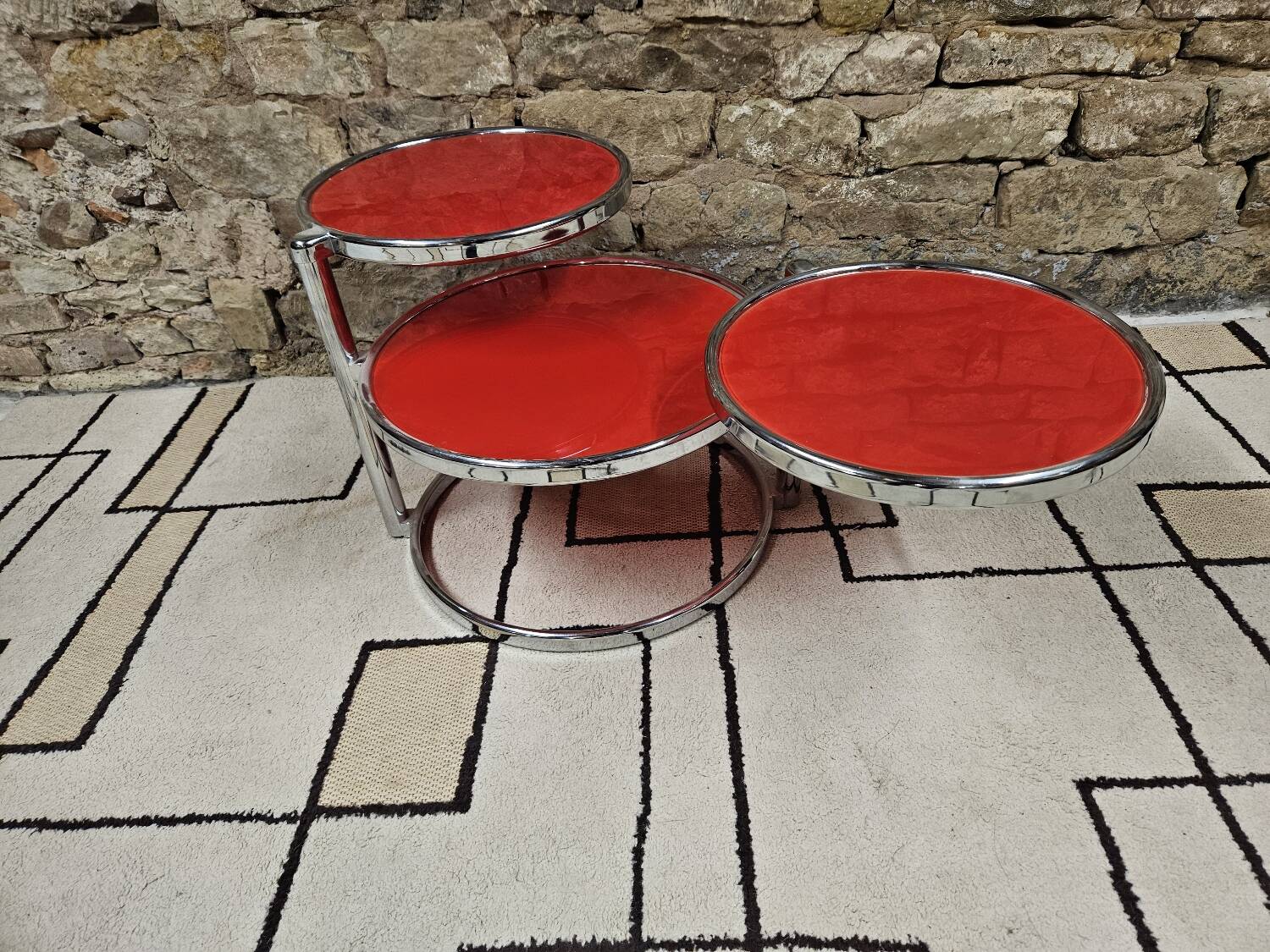 Coffee table with 3 glass tops 1970"