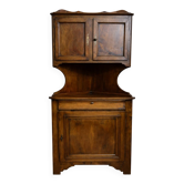 Louis Philippe corner buffet in solid walnut with upper section – rustic furniture