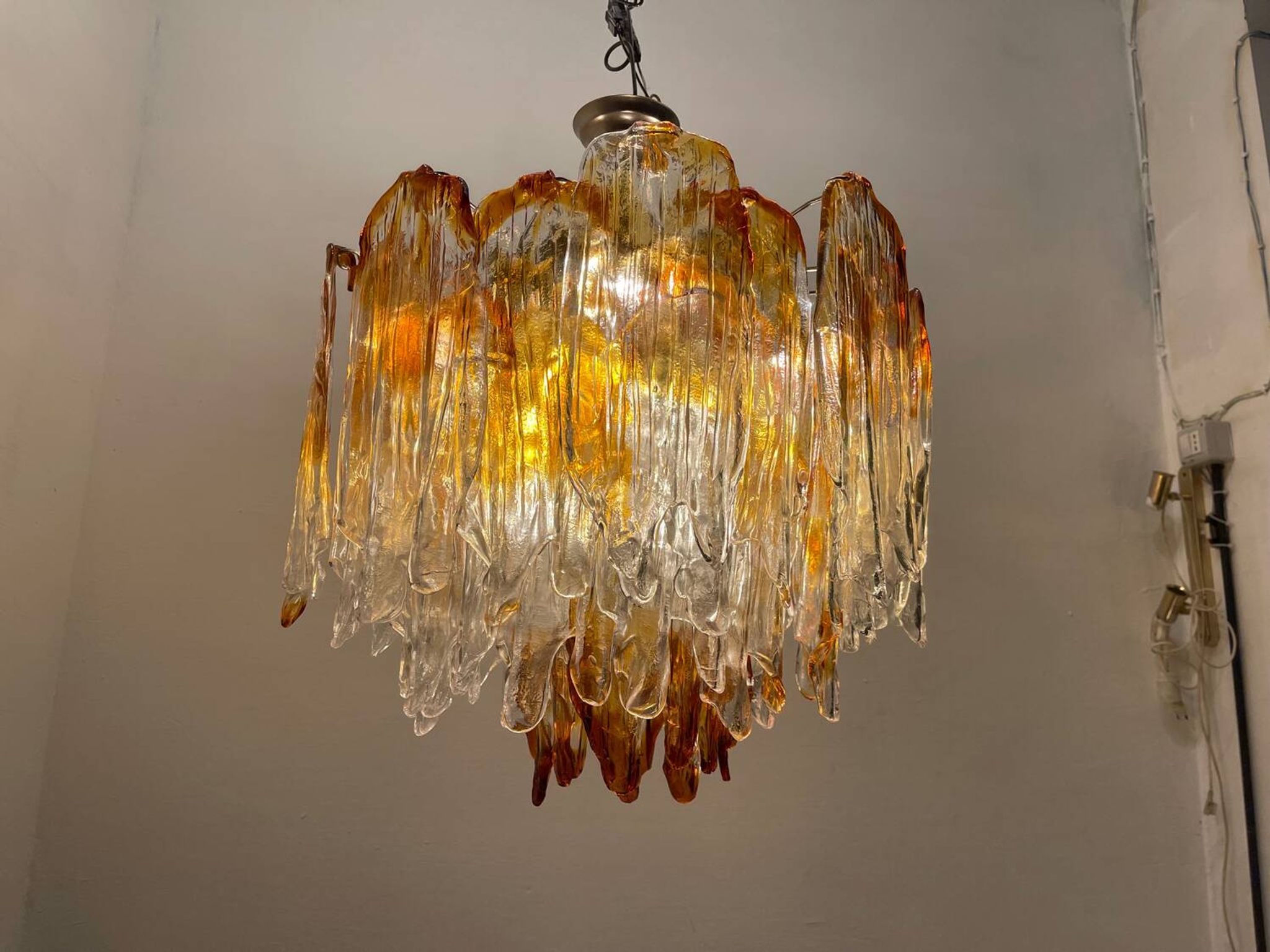 Large Murano Glass Chandelier 1970’s by Mazzega
