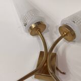 Wall lamp with 2 branches L 30 cm - H 30 cm - Size of embossed and white screen-printed glasses: H 15