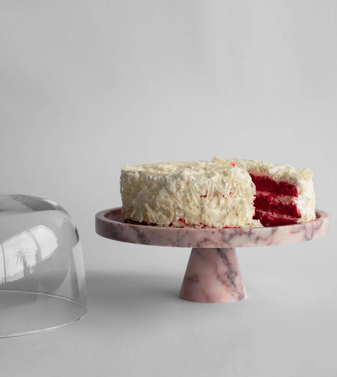 Présentoir à gâteaux marbre rose