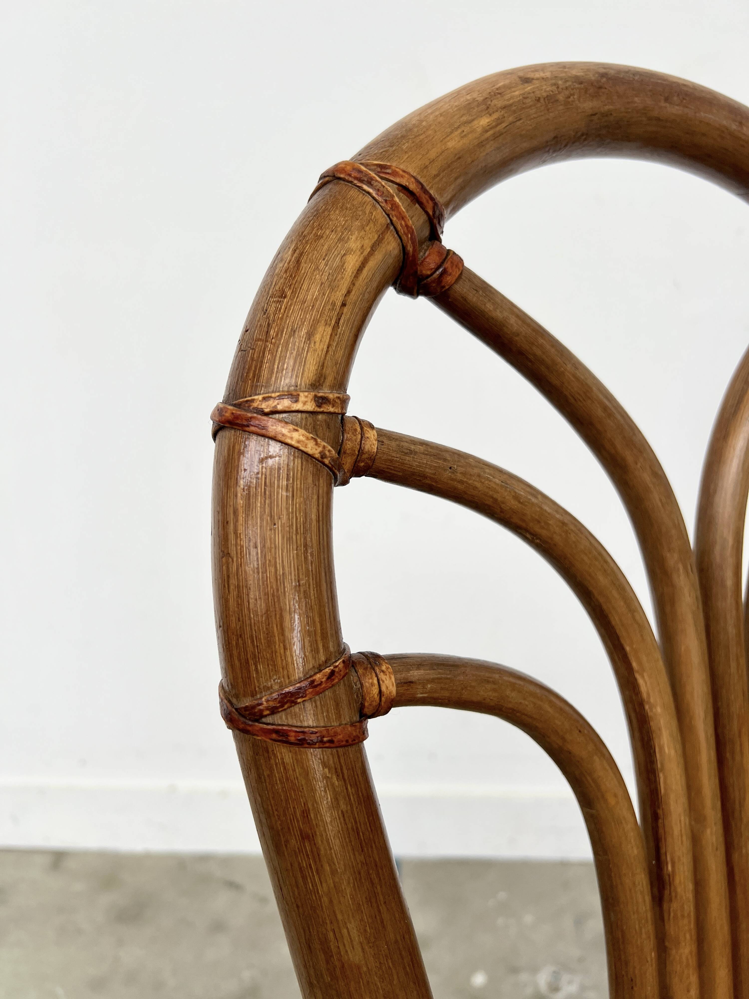 Set of 4 Rausch Rattan Curved Rattan Chairs - Floral Velvet Seats