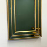 Miroir moderne du milieu du siècle avec cadre en laiton superposé, années 1980