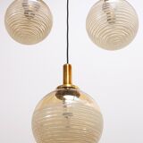 Vintage Set of three Glashutte Limburg hanging lamps, 1960s Germany.