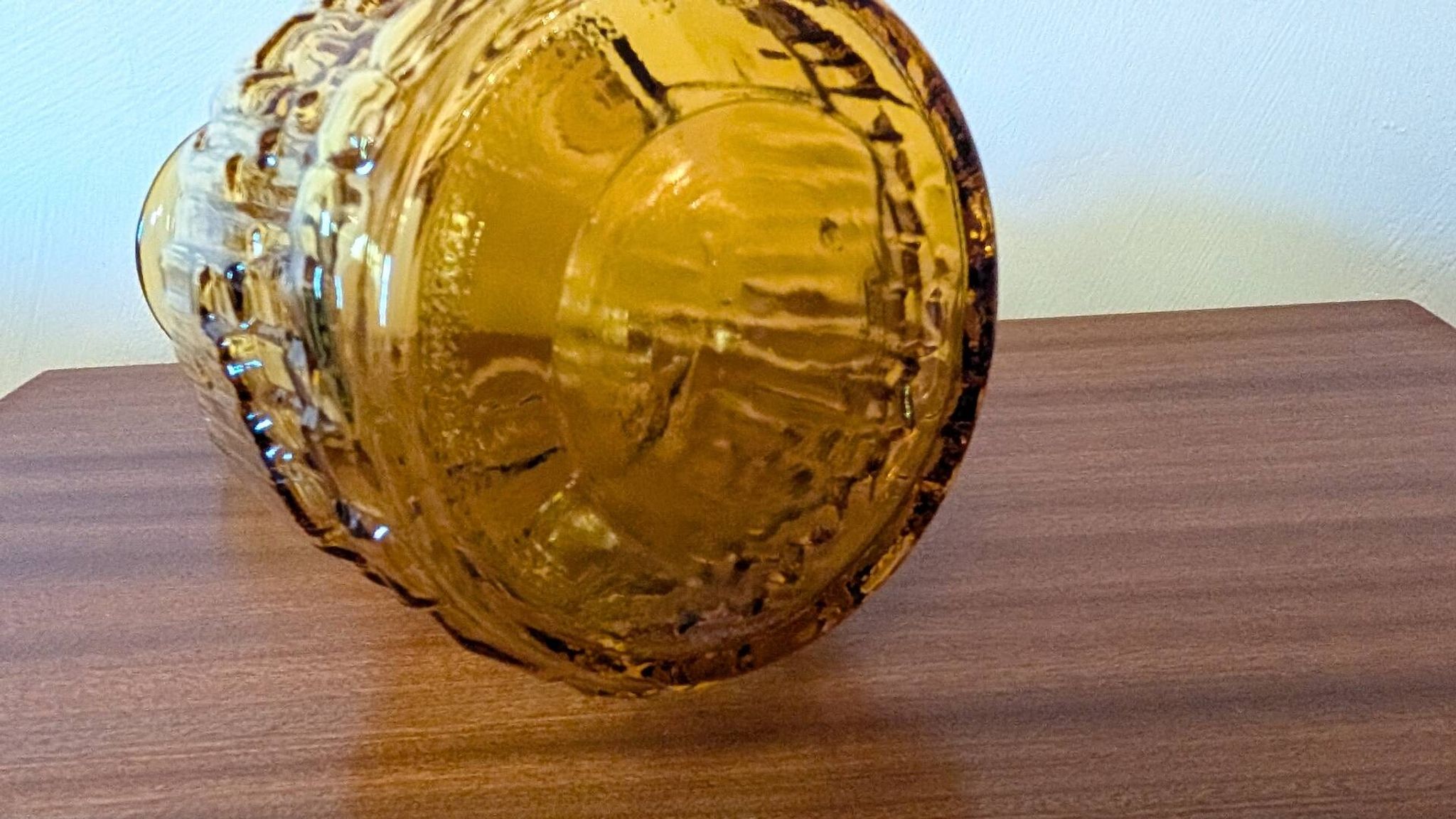 Italian pitcher textured amber glass 70's