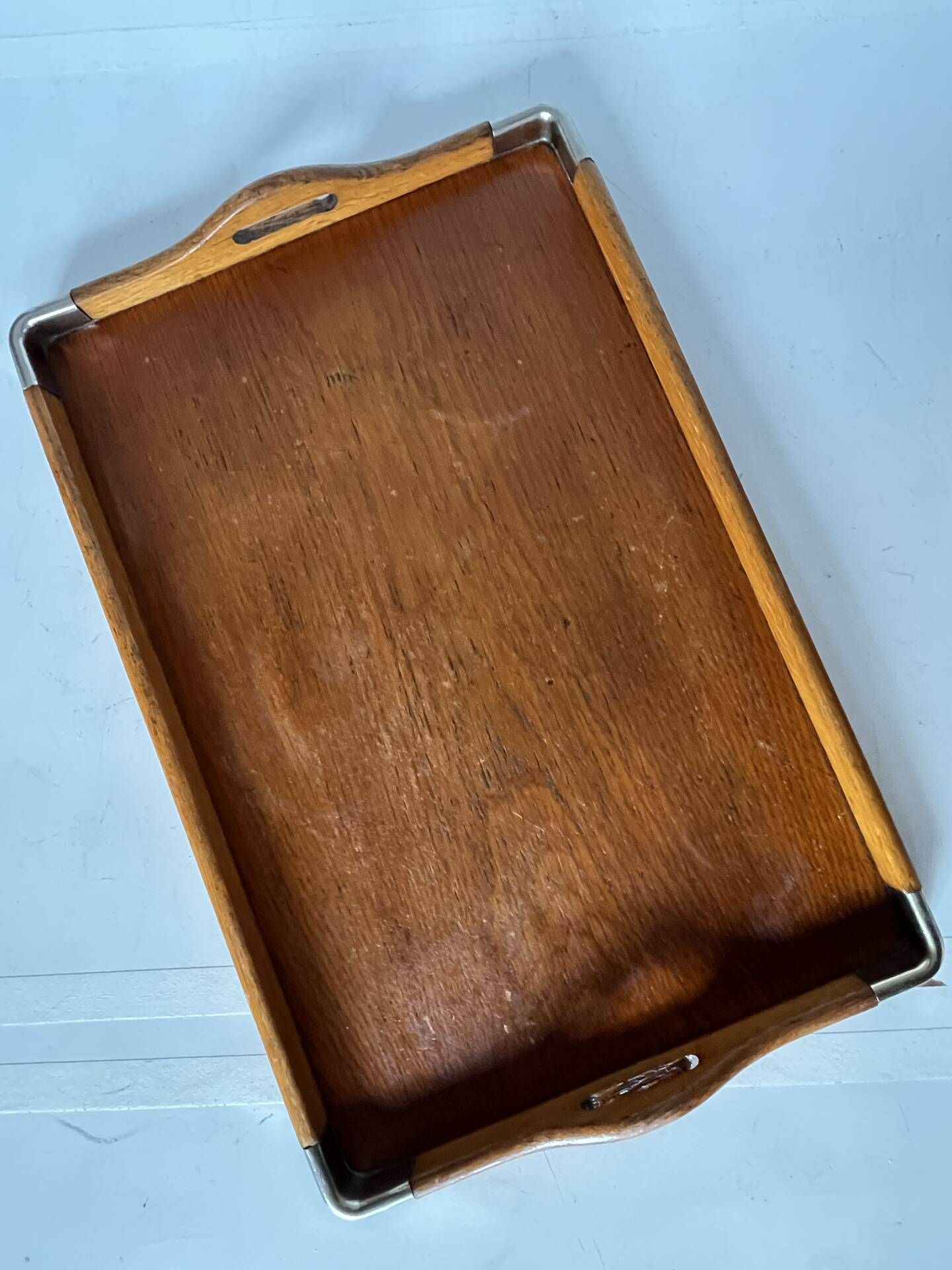Wood and metal serving tray