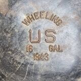 Original US Army Reeves Wheeling 1943 16 Gallon Galvanized Steel Trash Can