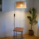 Vintage modernist reading floor lamp with table Poland 1960