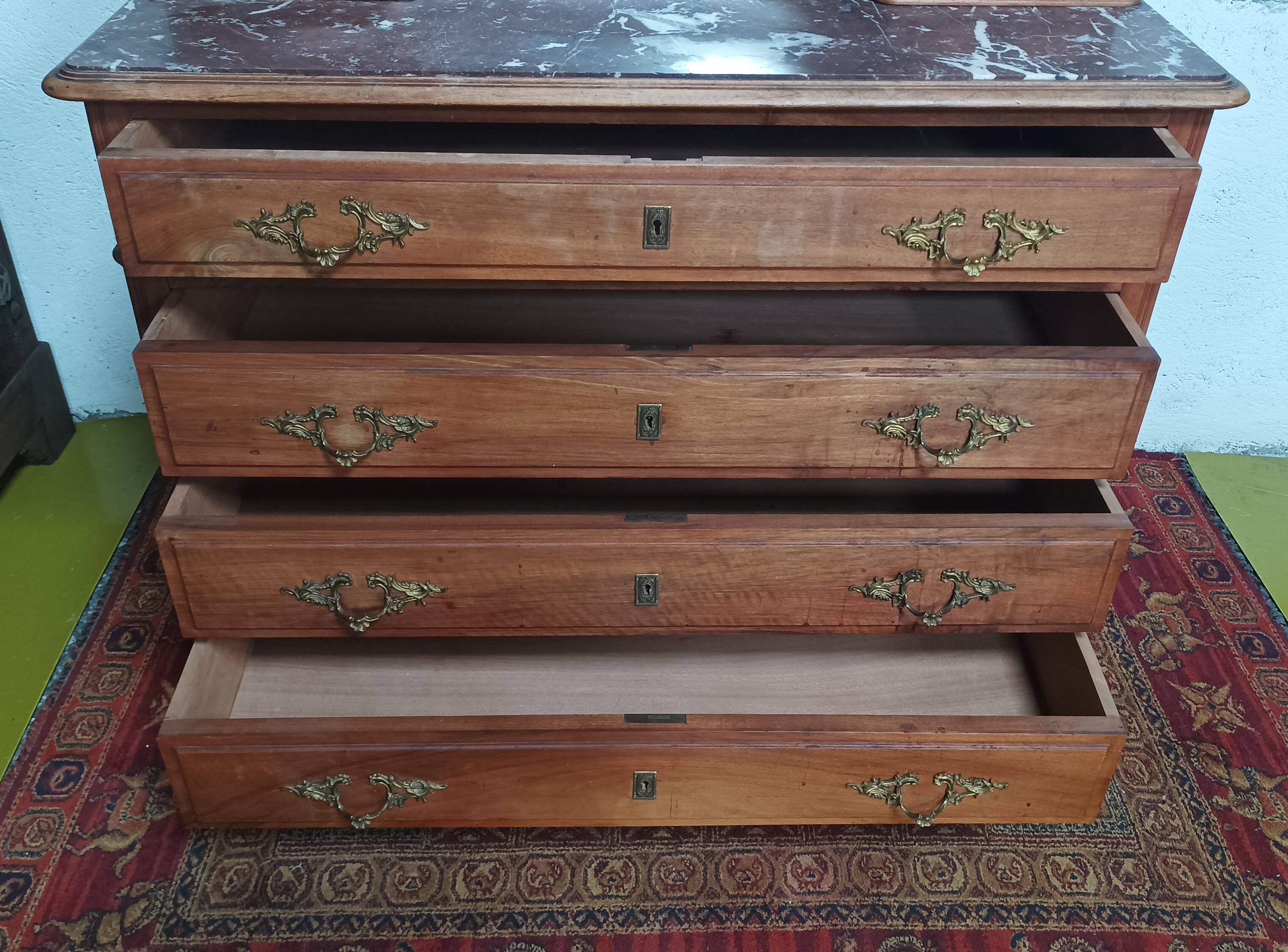 Louis XV walnut dressing table chest of drawers
