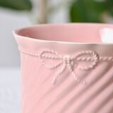 Large vintage pot holder in pink ceramic relief rope