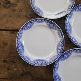 4 assiettes Boch Frères La Louvière – modèle Elvire – décor floral ble