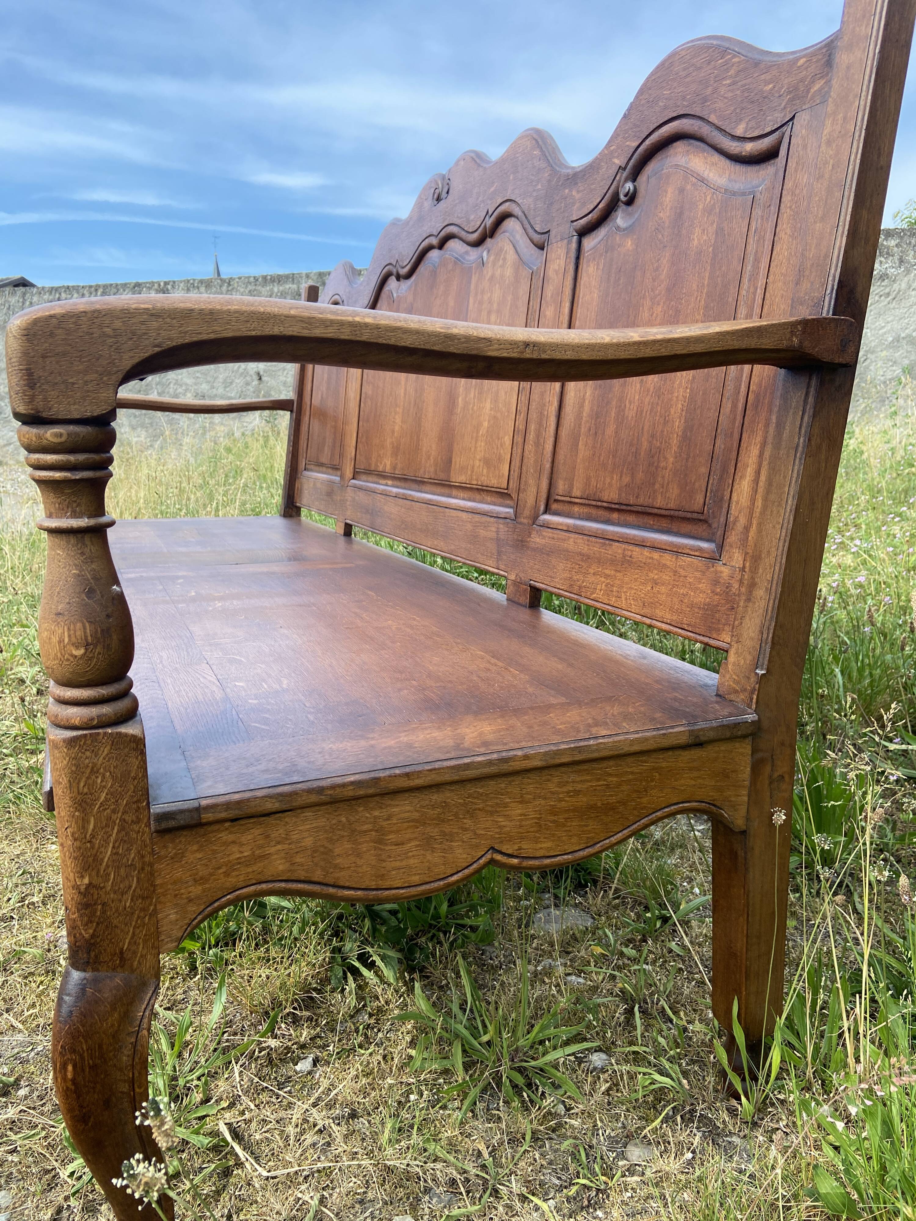 Rustic Bench Veranda Patio Vintage Garden Bench Living Room Oak 1980s