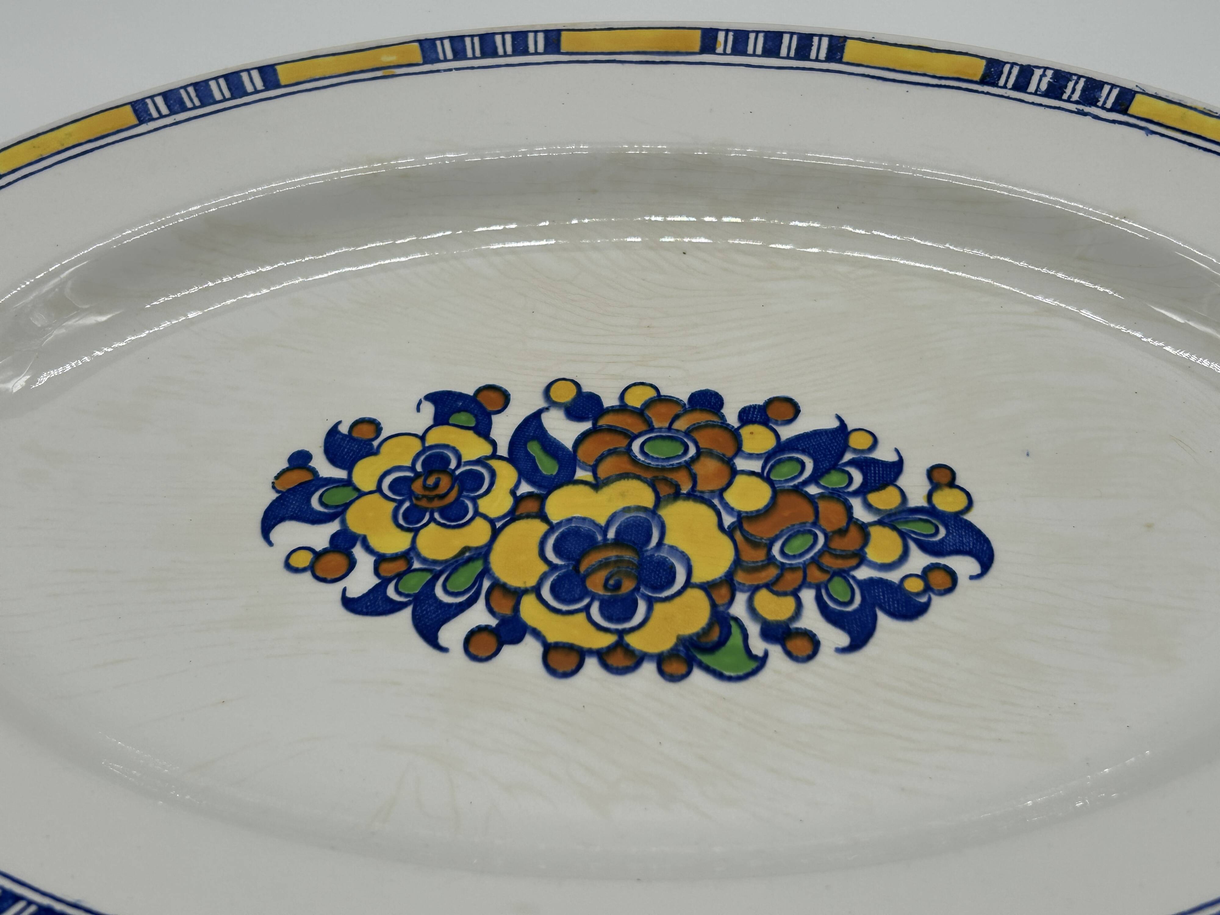 Oval dish art deco - boch freres - d1049