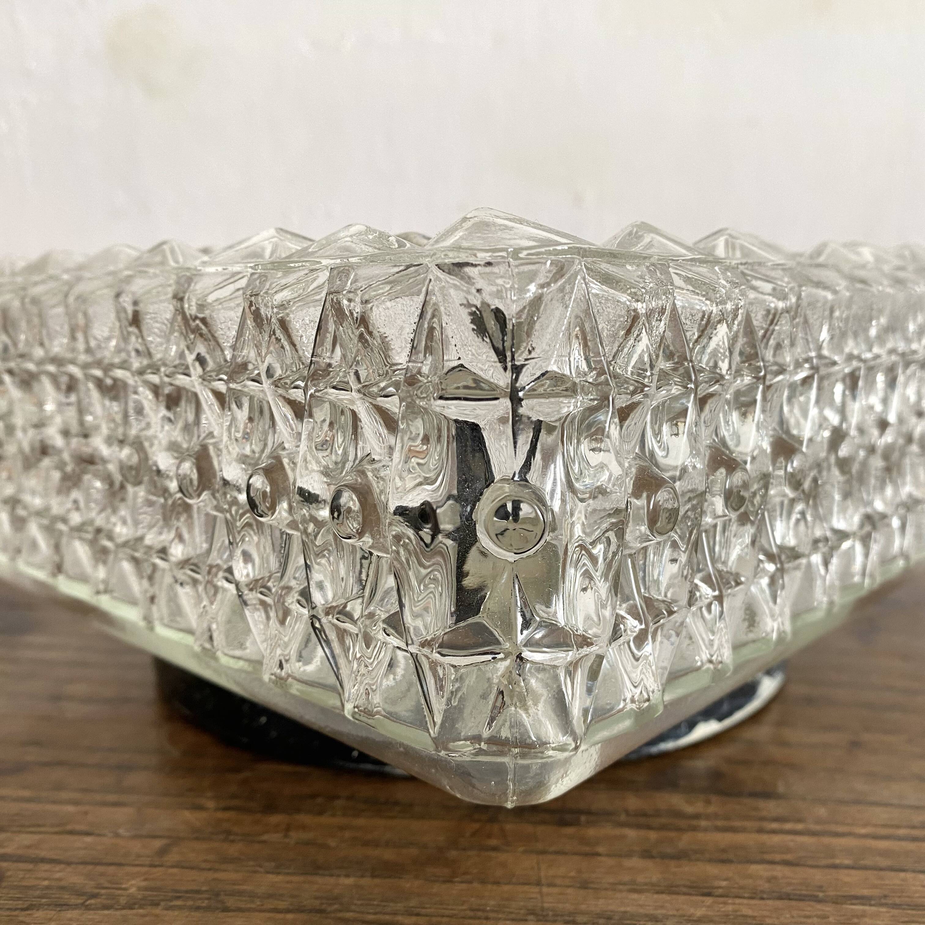 Vintage square molded glass ceiling light