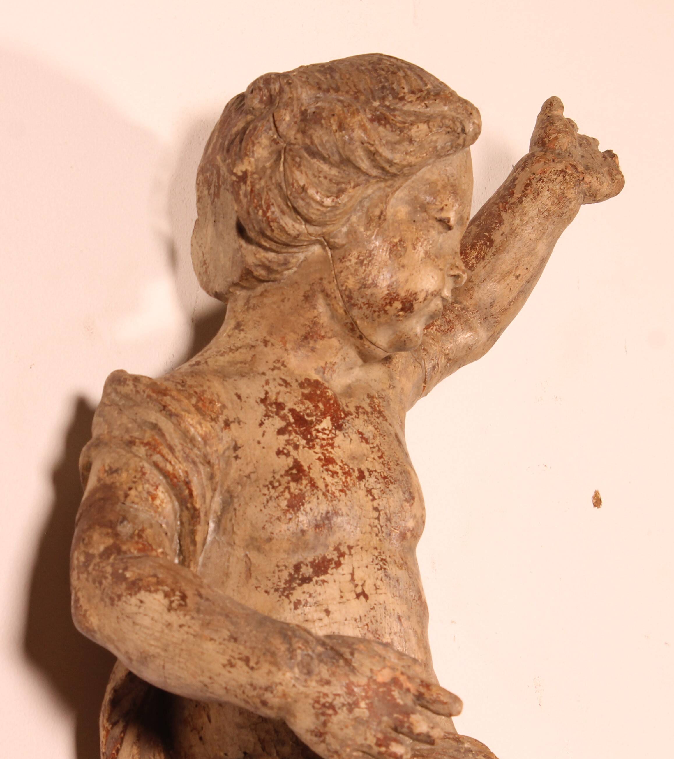 Carved Wooden Cherub - 18th Century