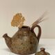 Vintage glazed ceramic sculptural teapot from the 1970s.