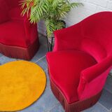 2 velvet toad armchairs