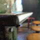 Green patinated metal workshop table 1950