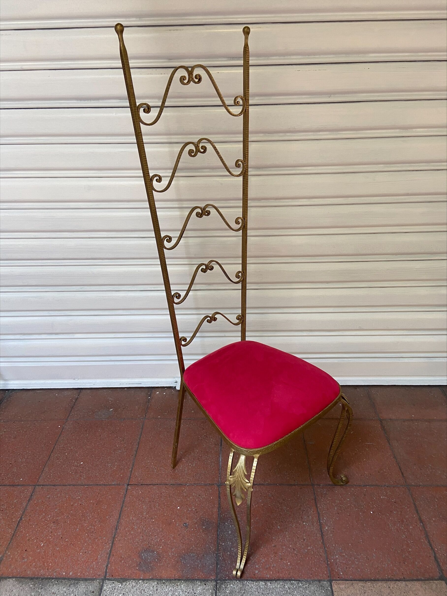 Golden wrought iron chair, Pierre Luigi Colli