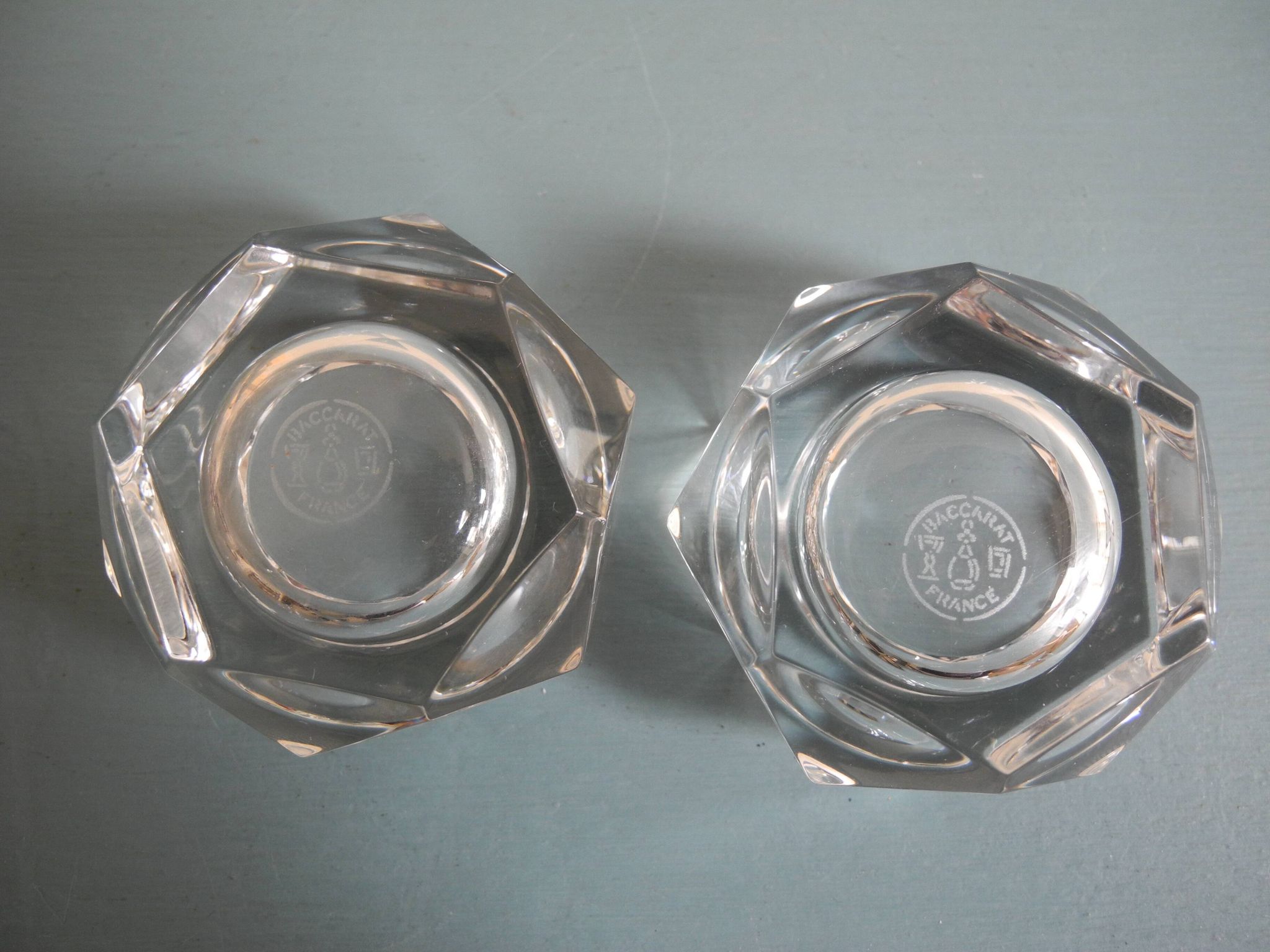 pair of salt shakers Baccarat art table vintage crystal salt shakers