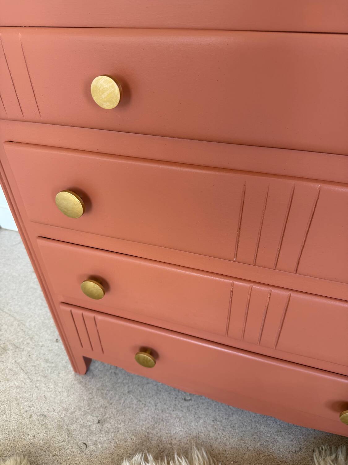 Commode vintage bois terra cotta art déco