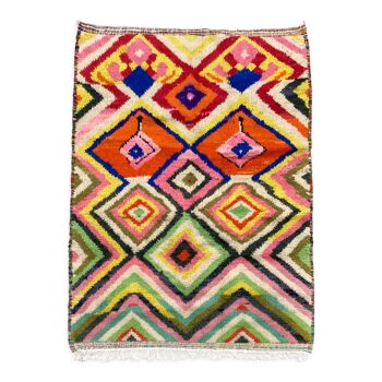 Moroccan Berber rug Boujaad with multicolored diamonds 213x150cm