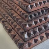 19th century Tramp Art mirror in hand-carved wood, original glass 69 x 50 cm