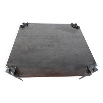 Brutalist steel coffee table 1970s