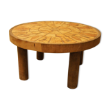 Table basse en bois et plateau en céramique Roger Capron