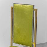 Set of 4 vintage metal and green velvet chairs, 1970s modernist