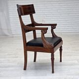 1920-30s, set of 2 armchairs, design after Georges Jacob, carved teak wood.
