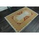 1970s Vintage Turkish Oushak Handmade Wool Cotton Orange Area Rug  116x178