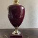 Large burgundy ceramic and brass table lamp