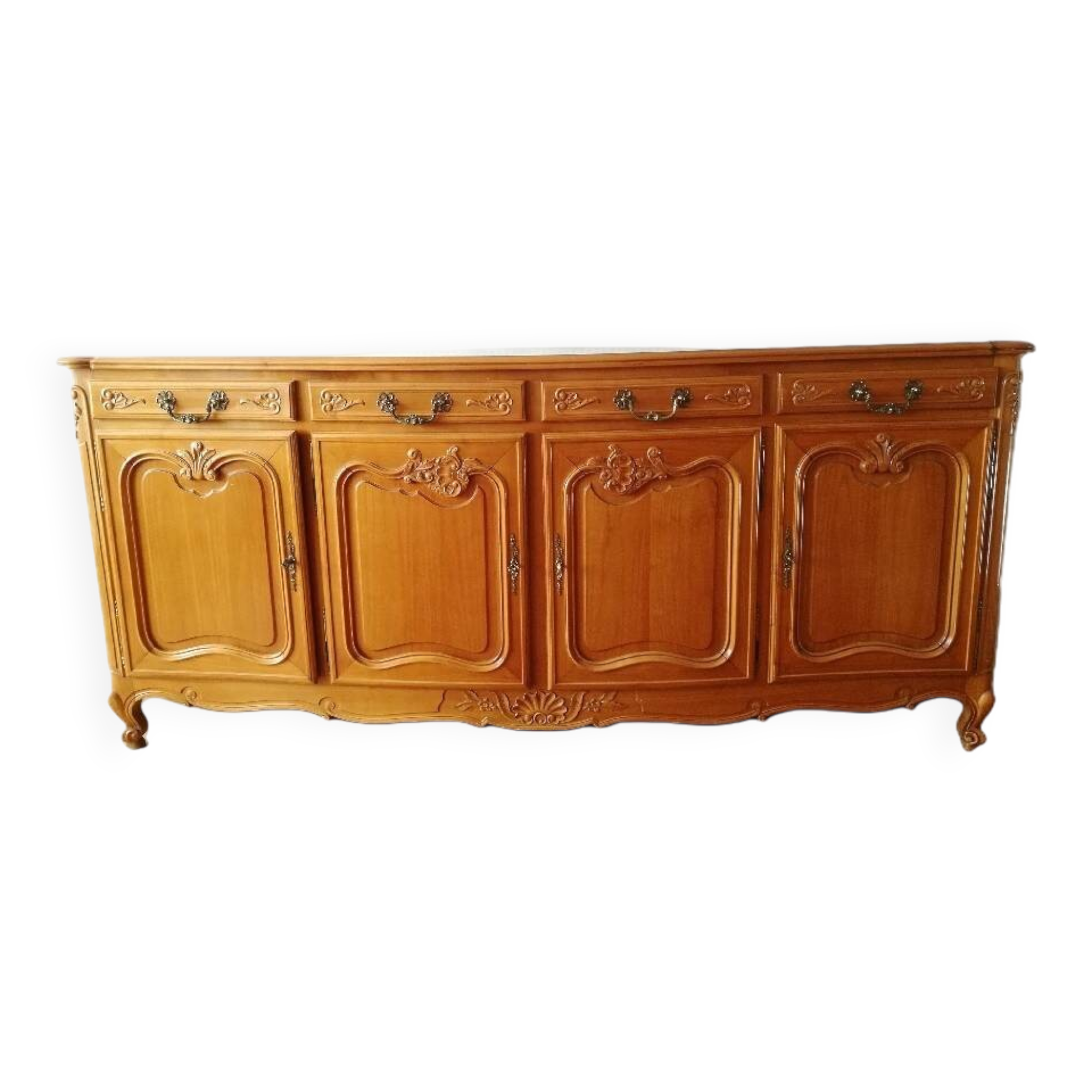 Solid cherry wood cabinet with 4 doors and 4 drawers (255/55cm H 105cm)