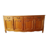 Solid cherry wood cabinet with 4 doors and 4 drawers (255/55cm H 105cm)