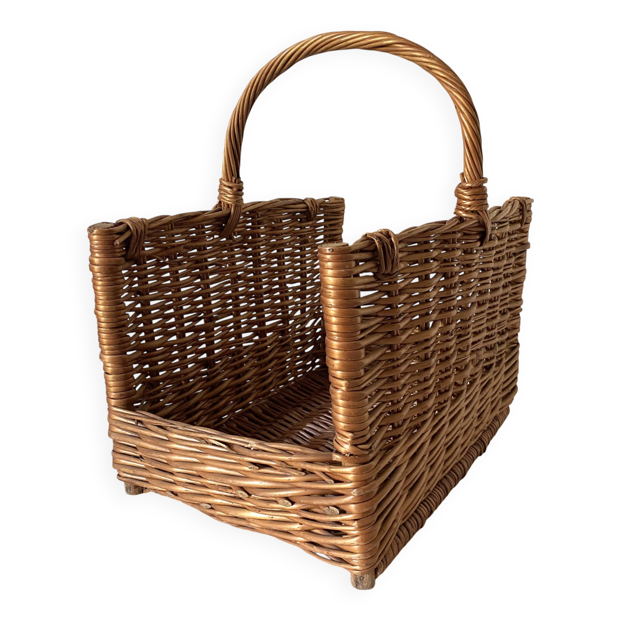 Panier à bûches en rotin tressé